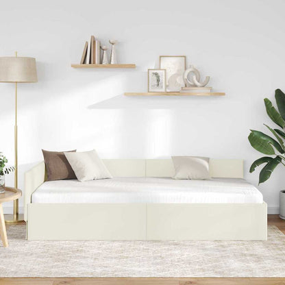 Hoekbedframe Crème 80 cm x 200 cm Polyester en multiplex