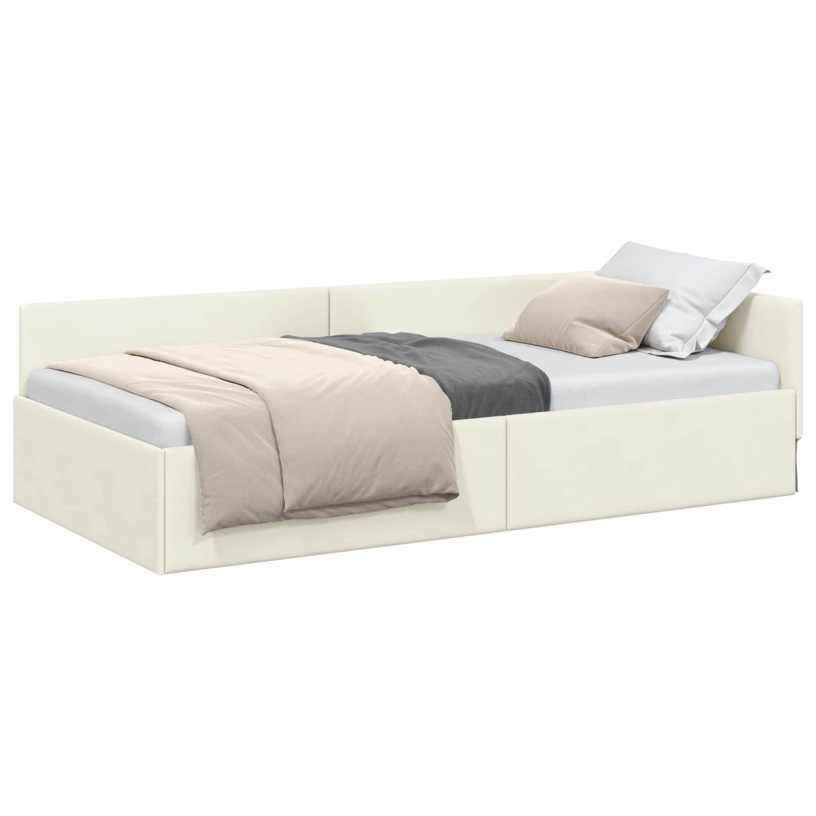 Hoekbedframe Crème 80 cm x 200 cm Polyester en multiplex
