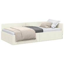 Hoekbedframe met hoofdeinde Crème 80 cm x 200 cm Fluweel