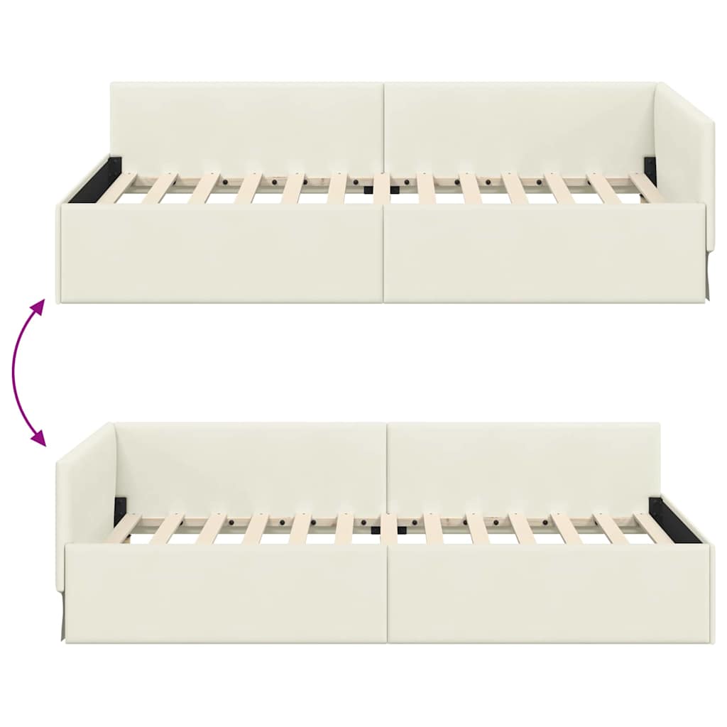 Hoekbedframe Crème 80 cm x 200 cm Polyester en multiplex