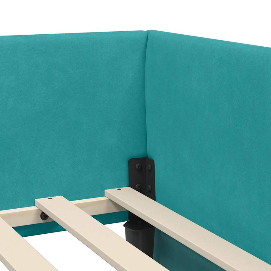 Hoekbedframe Turquoise 80 cm x 200 cm Polyester en multiplex