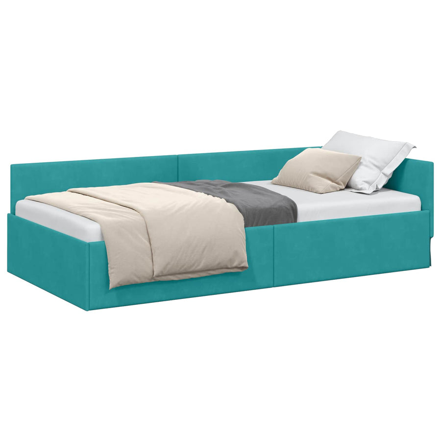 Hoekbedframe Turquoise 80 cm x 200 cm Polyester en multiplex