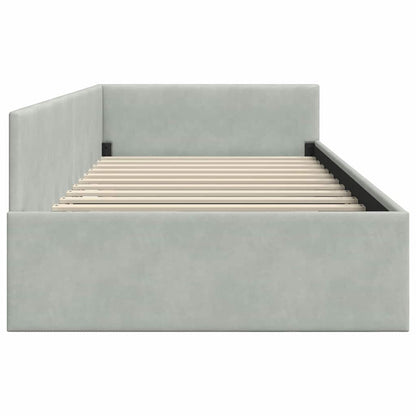Hoekbedframe Lichtgrijs 90 cm x 190 cm Polyester en multiplex