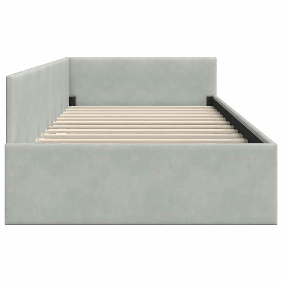 Hoekbedframe Lichtgrijs 90 cm x 190 cm Polyester en multiplex