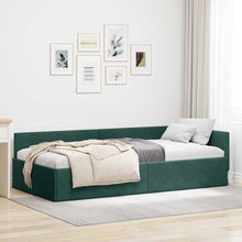 Hoekbedframe Donkergroen 90 cm x 190 cm Polyester en multiplex