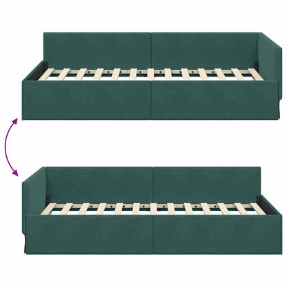 Hoekbedframe Donkergroen 90 cm x 190 cm Polyester en multiplex