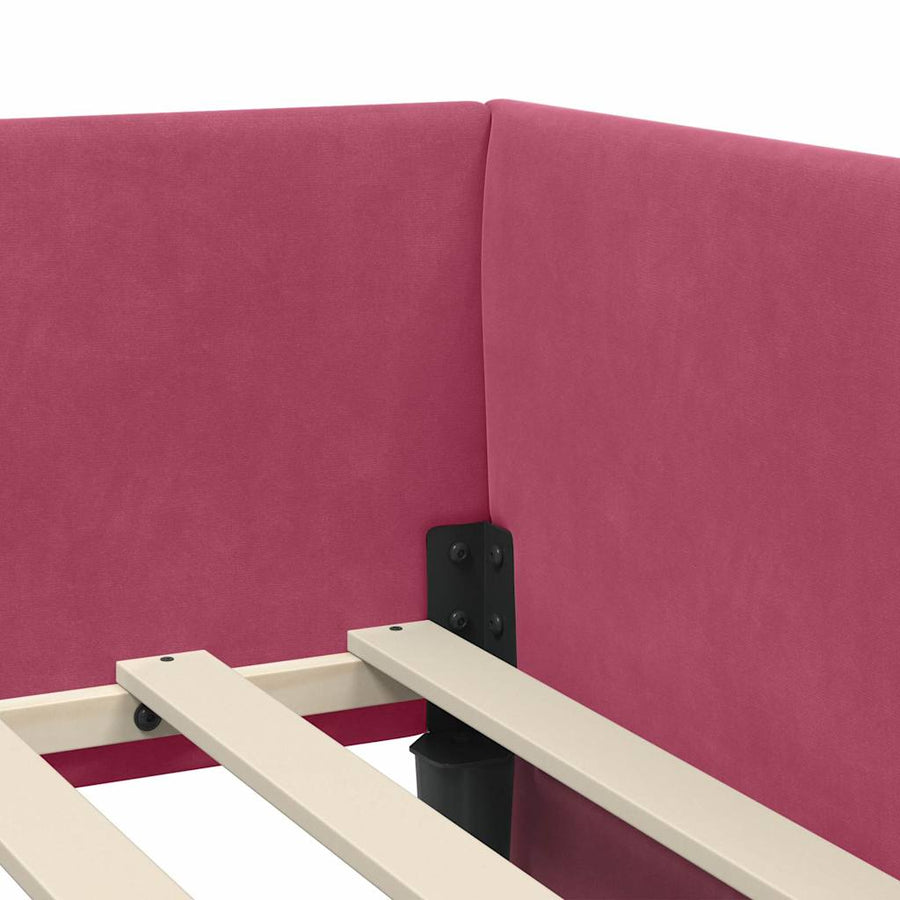 Hoekbedframe Wijnrood 90 cm x 190 cm Polyester en multiplex