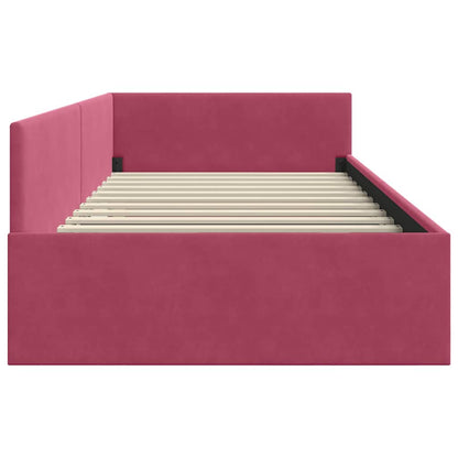 Hoekbedframe Wijnrood 90 cm x 190 cm Polyester en multiplex