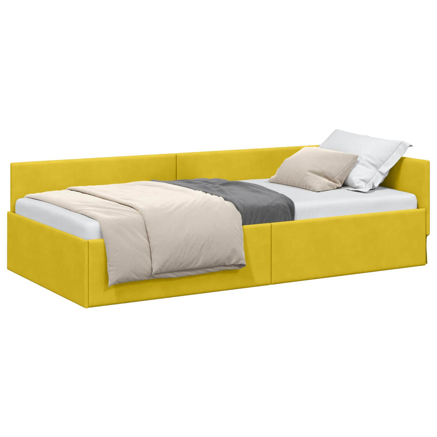 Hoekbedframe Geel 90 cm x 190 cm Polyester en multiplex