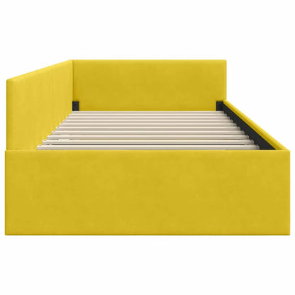 Hoekbedframe Geel 90 cm x 190 cm Polyester en multiplex