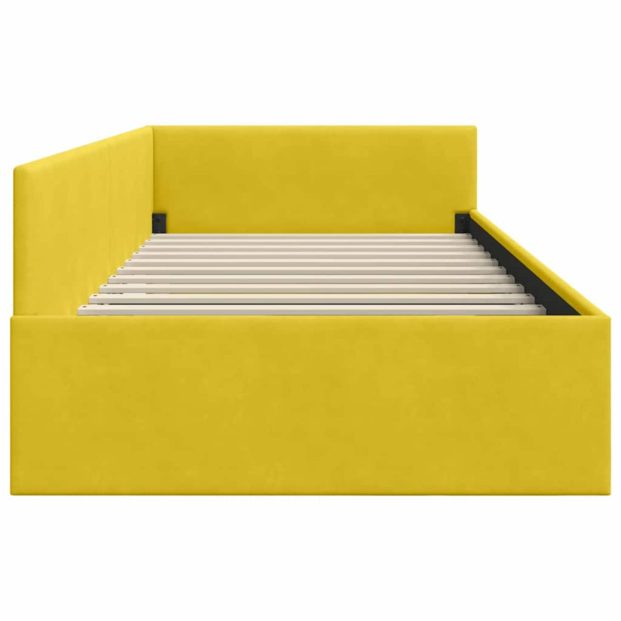 Hoekbedframe Geel 90 cm x 190 cm Polyester en multiplex