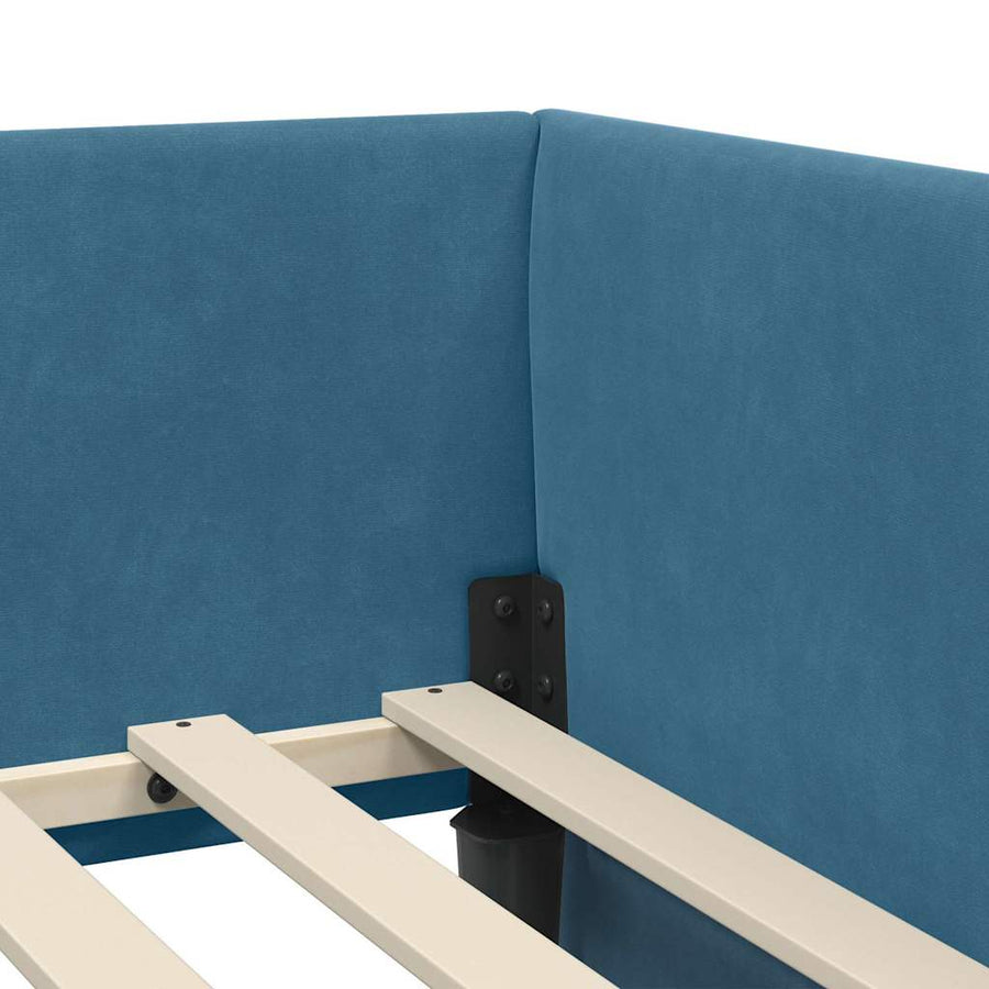 Hoekbedframe Blauw 90 cm x 200 cm Polyester en multiplex