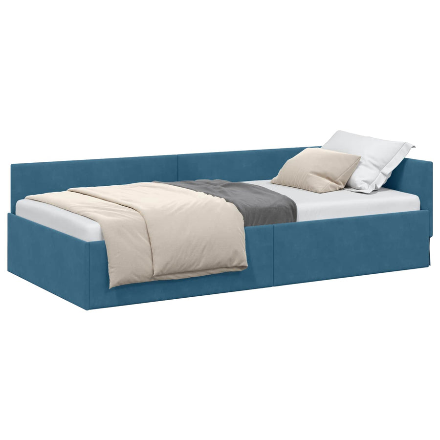 Hoekbedframe Blauw 90 cm x 200 cm Polyester en multiplex