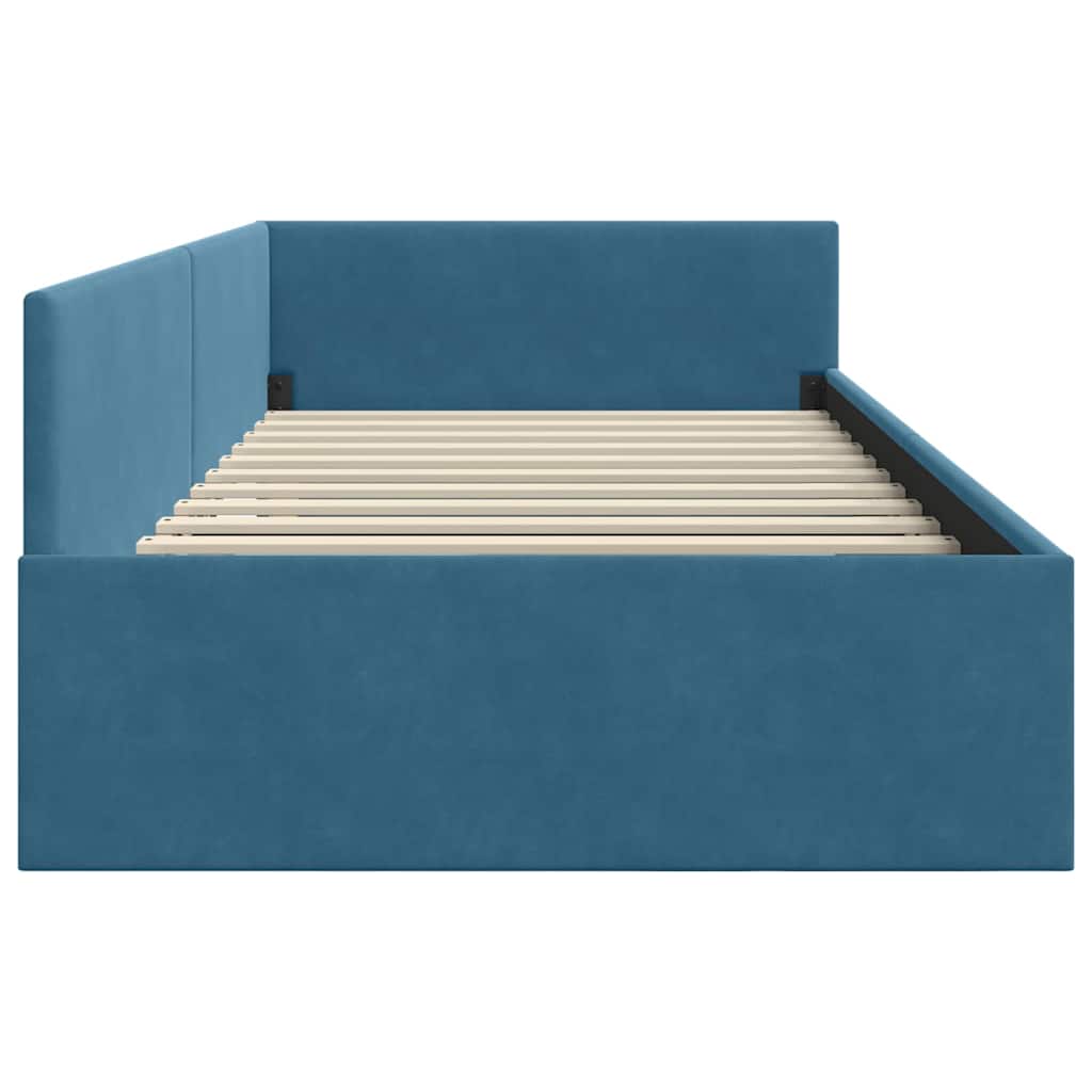 Hoekbedframe Blauw 90 cm x 200 cm Polyester en multiplex