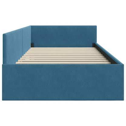 Hoekbedframe Blauw 90 cm x 200 cm Polyester en multiplex