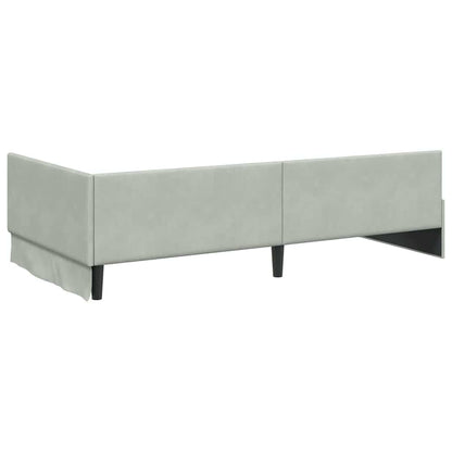 Hoekbedframe Lichtgrijs 90 cm x 200 cm Polyester en multiplex