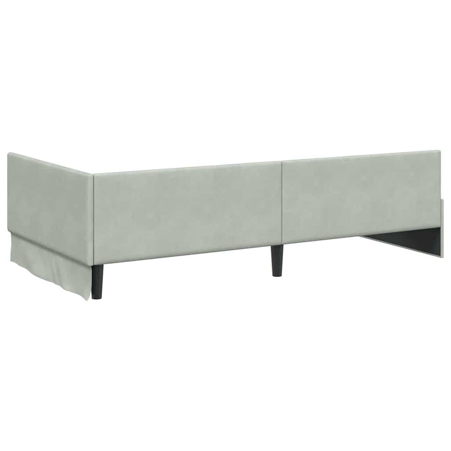 Hoekbedframe Lichtgrijs 90 cm x 200 cm Polyester en multiplex