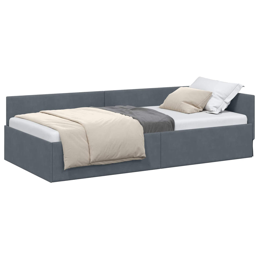 Hoekbedframe Donkergrijs 90 cm x 200 cm Polyester en multiplex