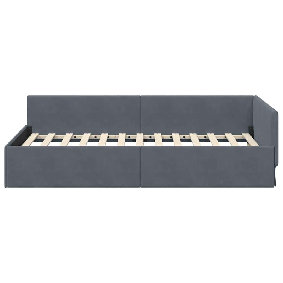 Hoekbedframe Donkergrijs 90 cm x 200 cm Polyester en multiplex
