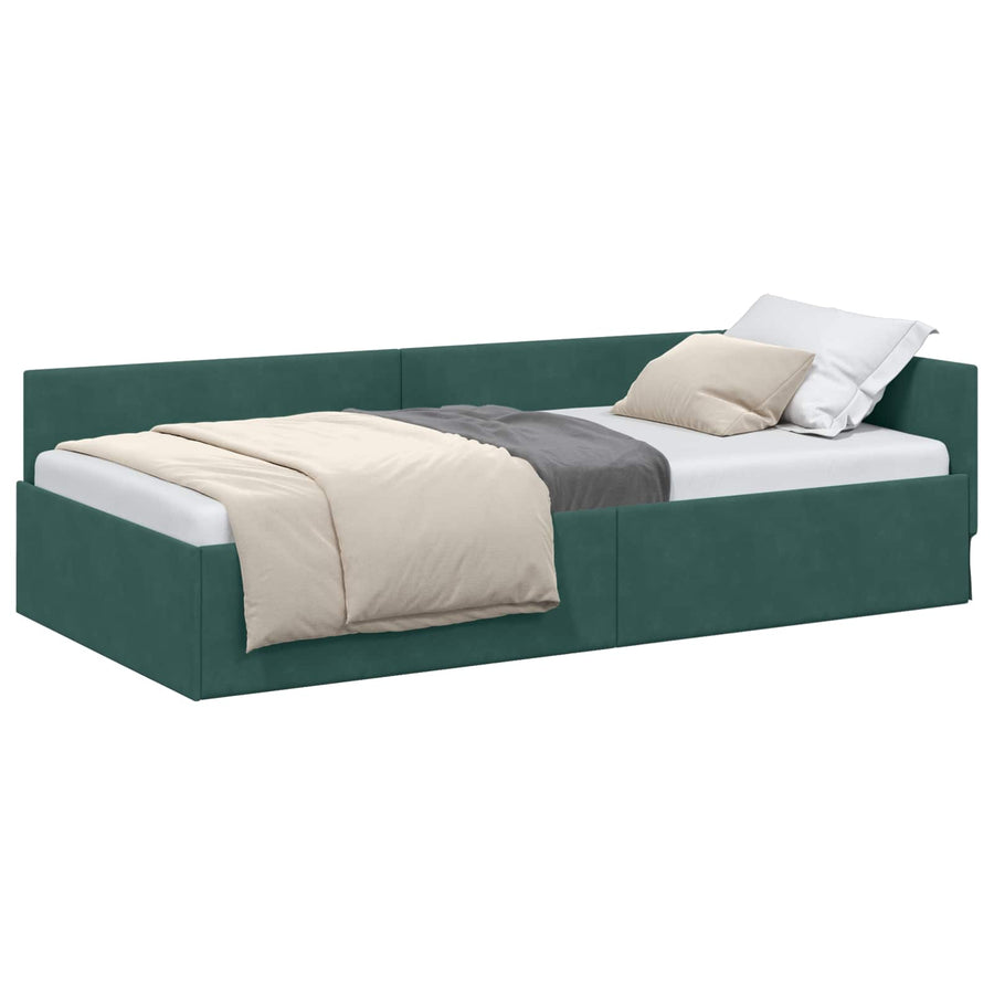 Hoekbedframe Donkergroen 90 cm x 200 cm Polyester en multiplex