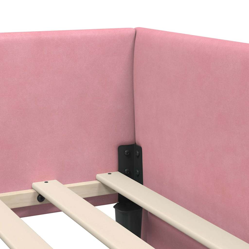 Hoekbedframe met hoofdeinde Roze 90 cm x 200 cm Fluweel