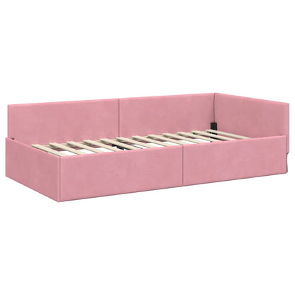 Hoekbedframe met hoofdeinde Roze 90 cm x 200 cm Fluweel