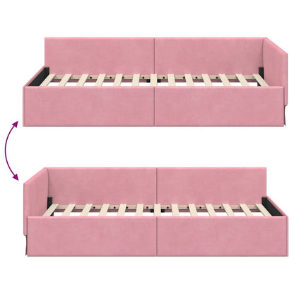 Hoekbedframe met hoofdeinde Roze 90 cm x 200 cm Fluweel