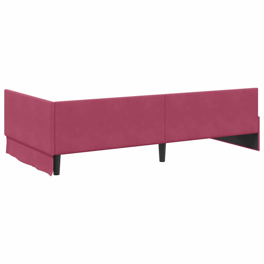 Hoekbedframe Wijnrood 90 cm x 200 cm Polyester en multiplex