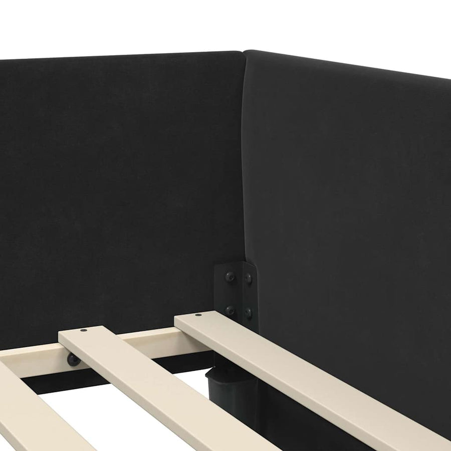 Hoekbedframe Zwart 90 cm x 200 cm Polyester en multiplex