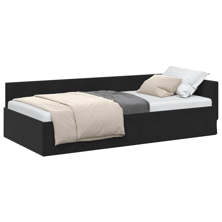 Hoekbedframe Zwart 90 cm x 200 cm Polyester en multiplex