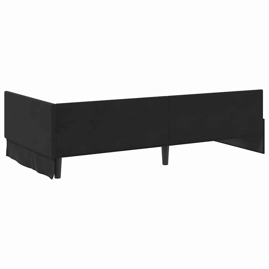 Hoekbedframe Zwart 90 cm x 200 cm Polyester en multiplex