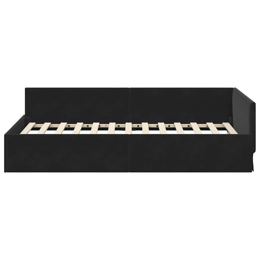 Hoekbedframe Zwart 90 cm x 200 cm Polyester en multiplex