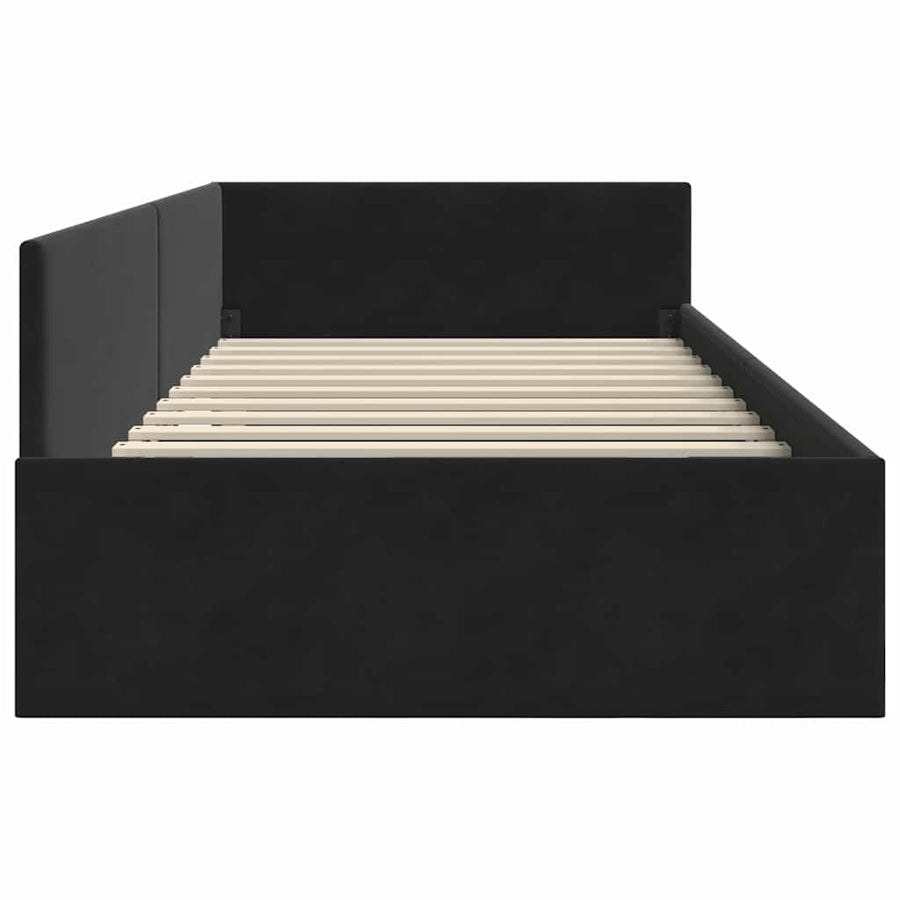 Hoekbedframe Zwart 90 cm x 200 cm Polyester en multiplex