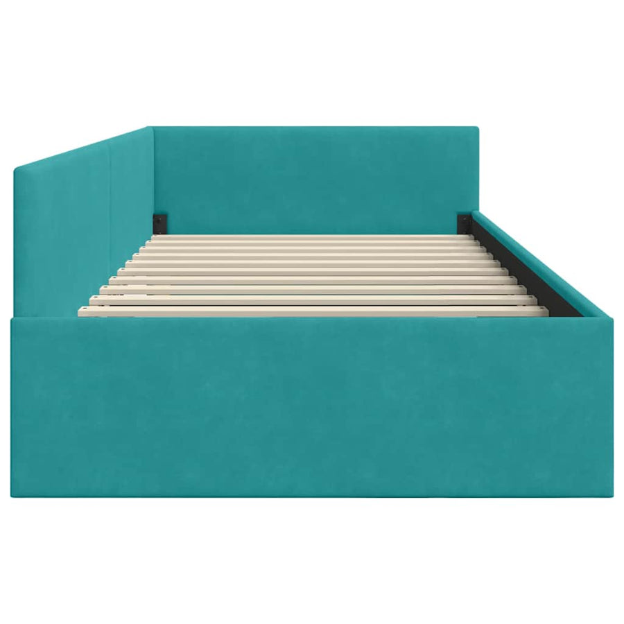 Hoekbedframe Turquoise 90 cm x 200 cm Polyester en multiplex