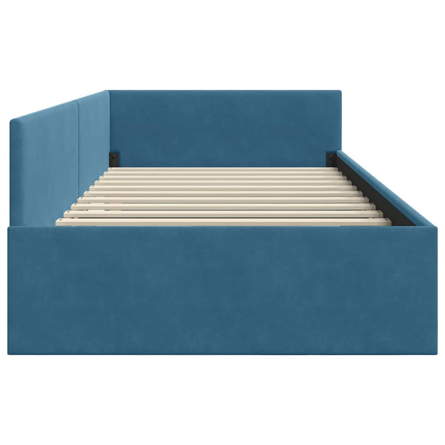 Hoekbedframe Blauw 100 cm x 200 cm Polyester en multiplex