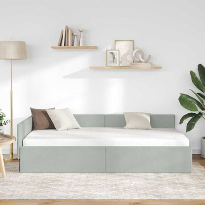 Hoekbedframe Lichtgrijs 100 cm x 200 cm Polyester en multiplex