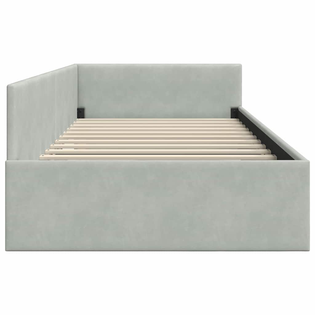 Hoekbedframe Lichtgrijs 100 cm x 200 cm Polyester en multiplex
