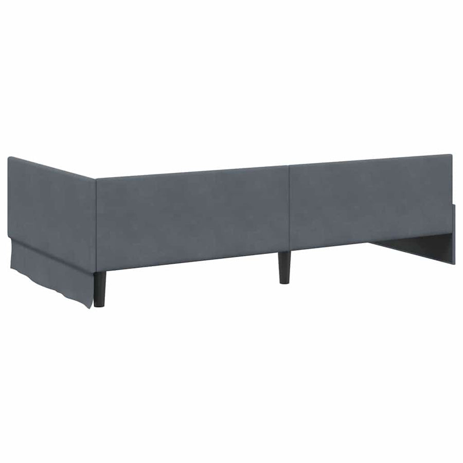 Hoekbedframe Donkergrijs 100 cm x 200 cm Polyester en multiplex