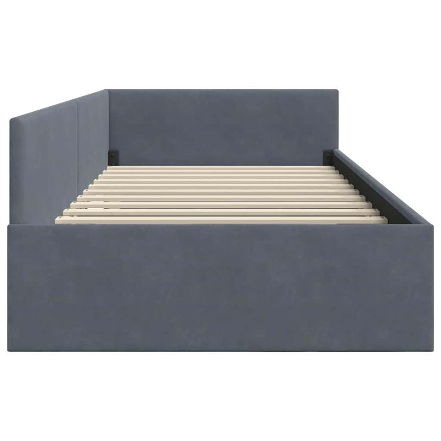 Hoekbedframe Donkergrijs 100 cm x 200 cm Polyester en multiplex