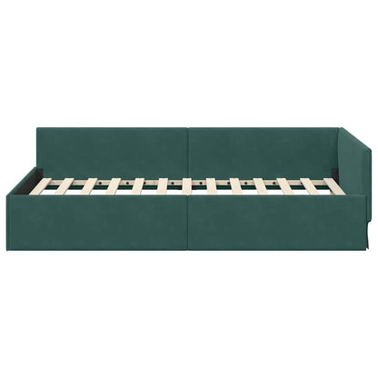 Hoekbedframe Donkergroen 100 cm x 200 cm Polyester en multiplex