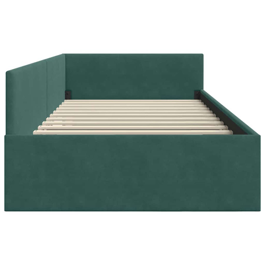 Hoekbedframe Donkergroen 100 cm x 200 cm Polyester en multiplex