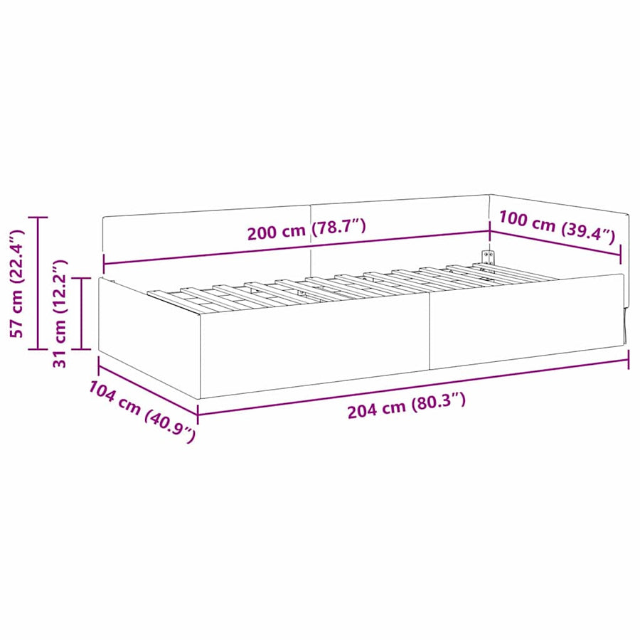 Hoekbedframe Donkergroen 100 cm x 200 cm Polyester en multiplex