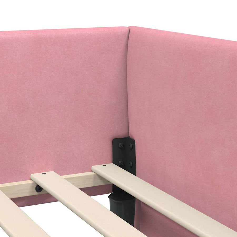 Hoekbedframe Roze 100 cm x 200 cm Polyester en multiplex