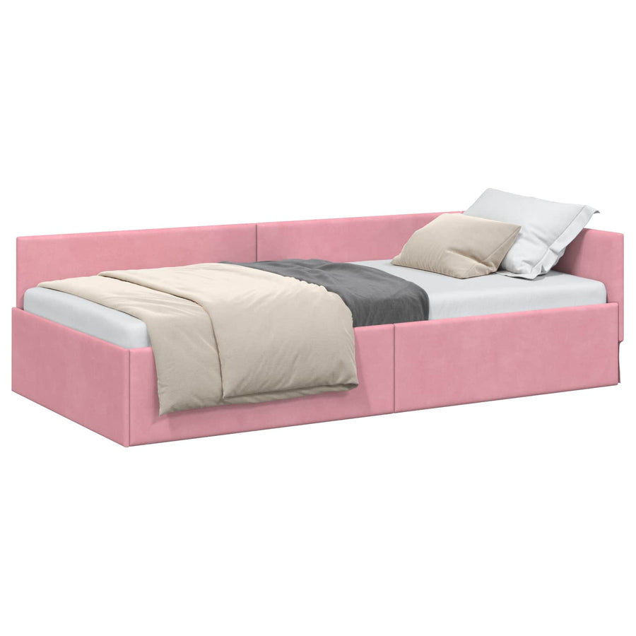 Hoekbedframe Roze 100 cm x 200 cm Polyester en multiplex