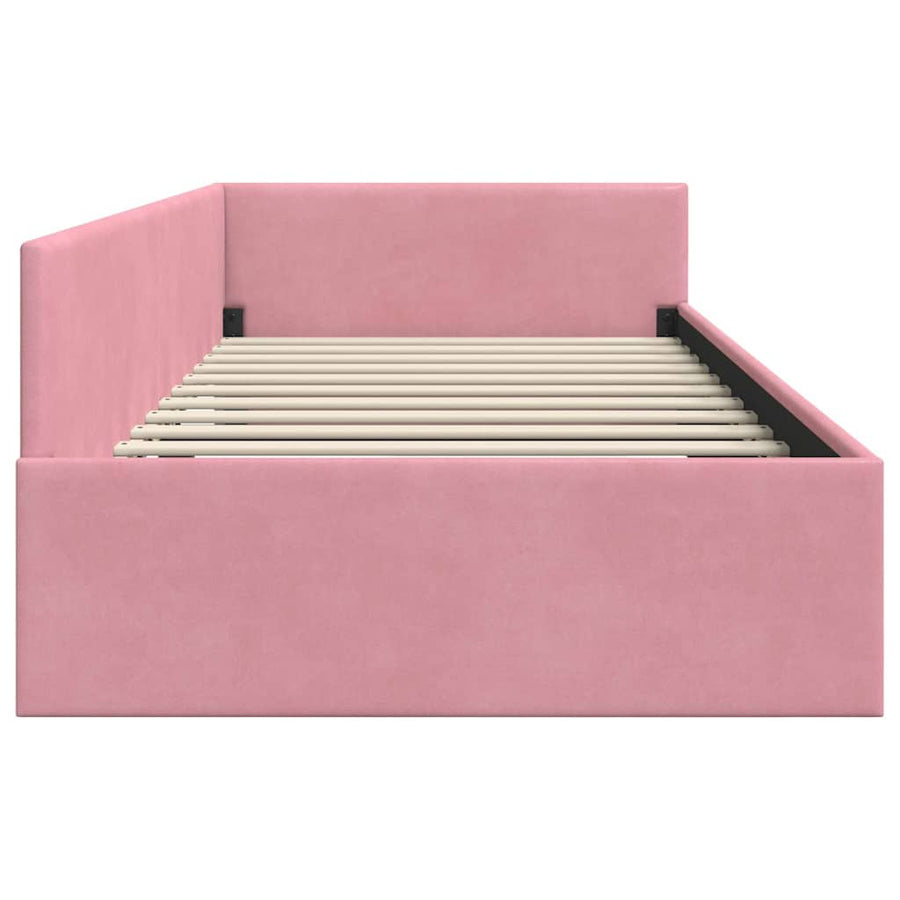 Hoekbedframe Roze 100 cm x 200 cm Polyester en multiplex