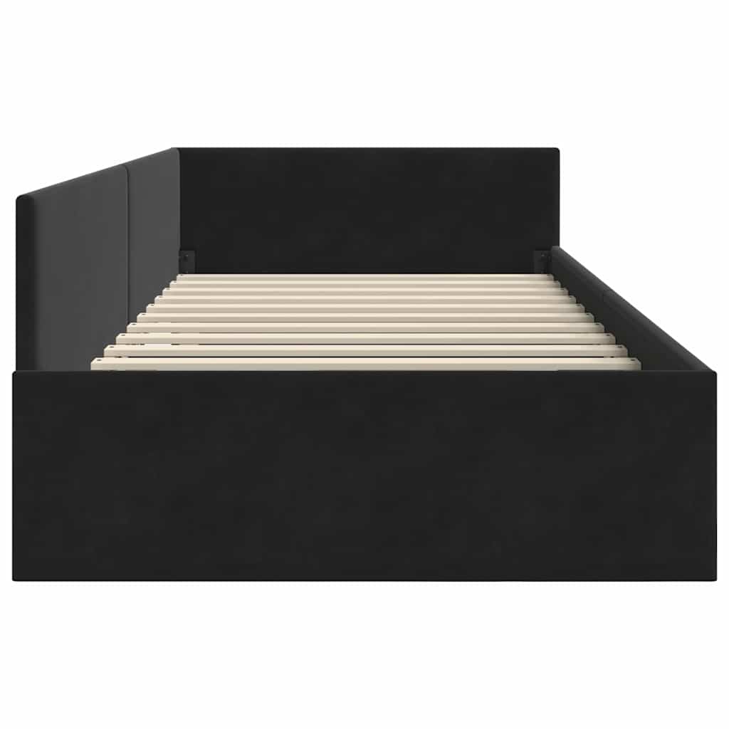 Hoekbedframe Zwart 100 cm x 200 cm Polyester en multiplex