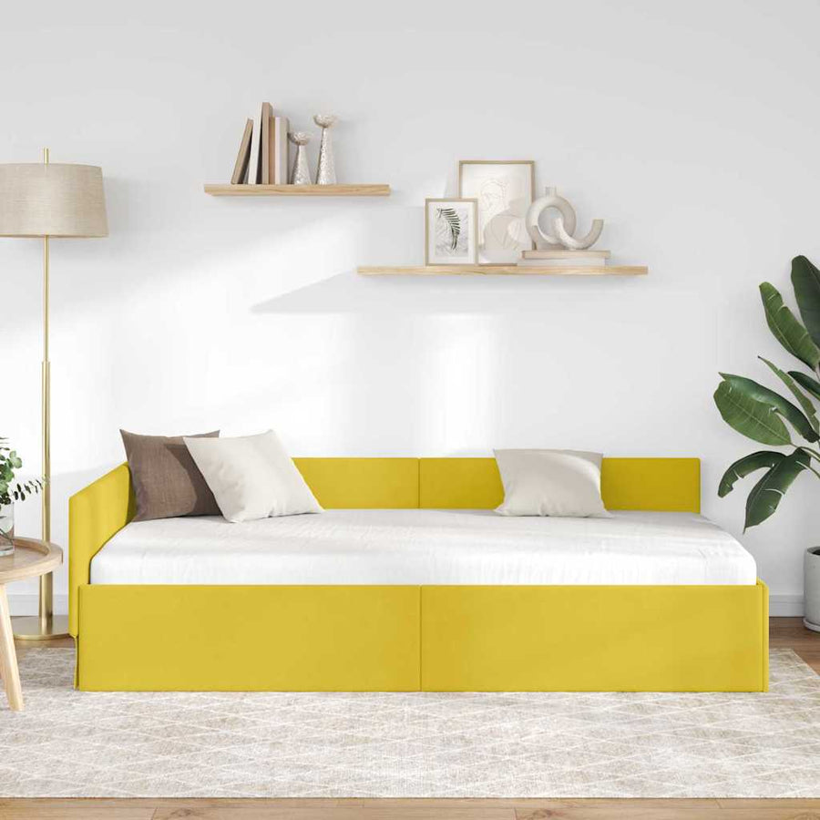 Hoekbedframe Geel 100 cm x 200 cm Polyester en multiplex