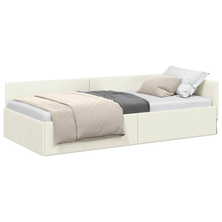 Hoekbedframe Crème 100 cm x 200 cm Polyester en multiplex