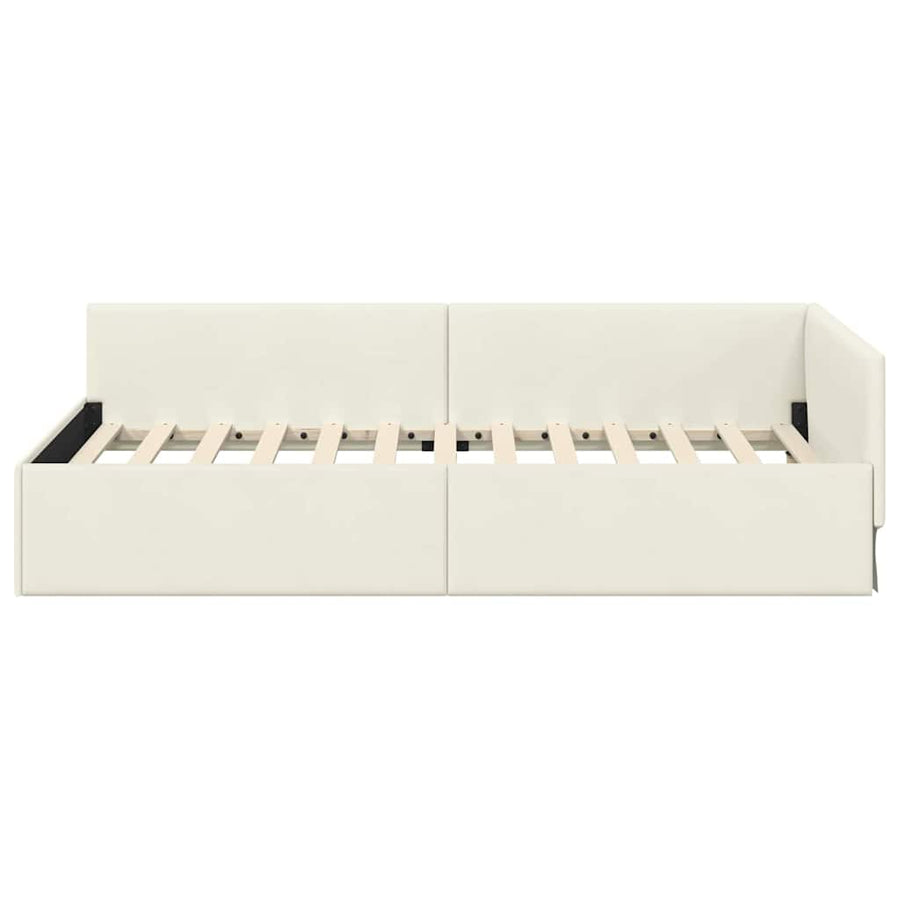 Hoekbedframe Crème 100 cm x 200 cm Polyester en multiplex