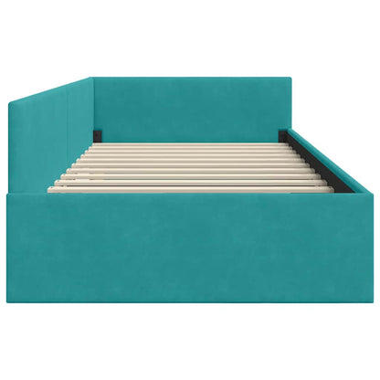 Hoekbedframe Turquoise 100 cm x 200 cm VelvetenPlywood